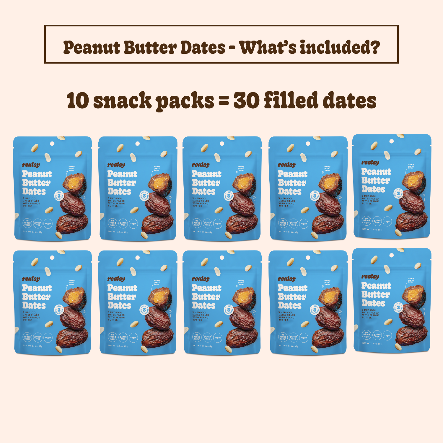 Peanut Butter Dates | Snack Packs