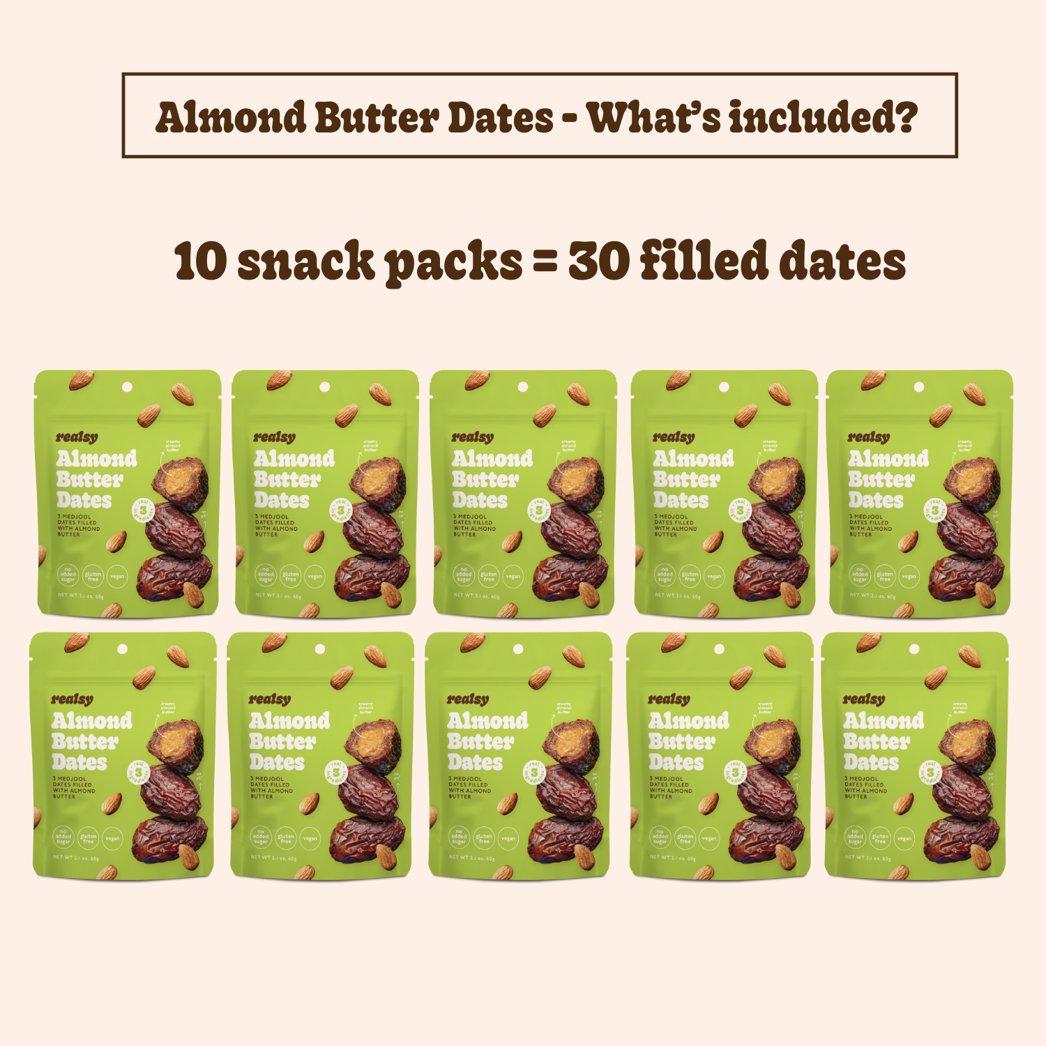 Almond Butter Dates | Snack Packs