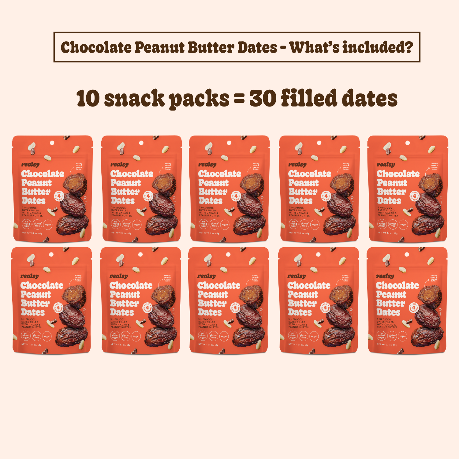 Chocolate Peanut Butter Dates | Snack Packs