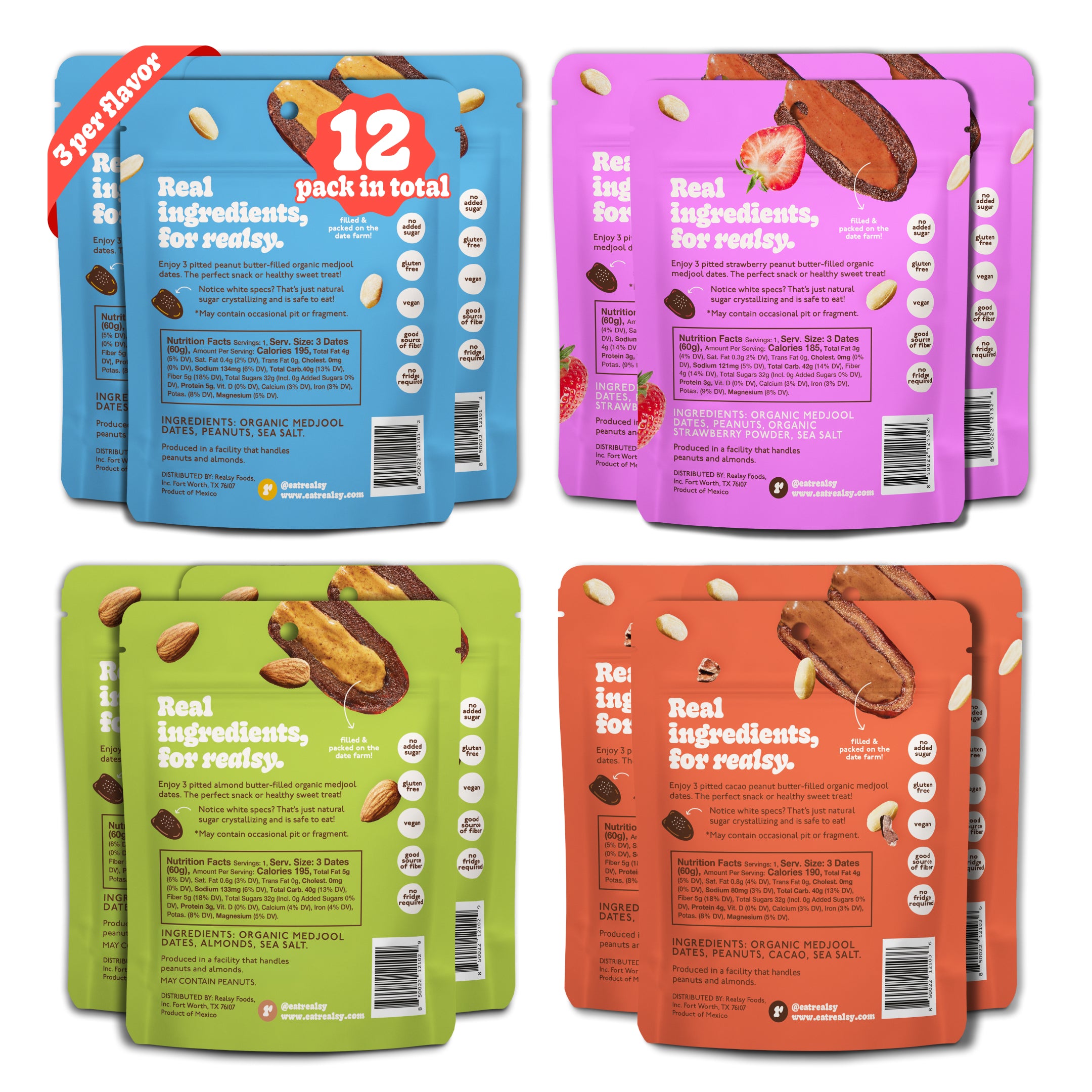 Variety Pack of Nut Butter-Filled Dates | Snack Packs