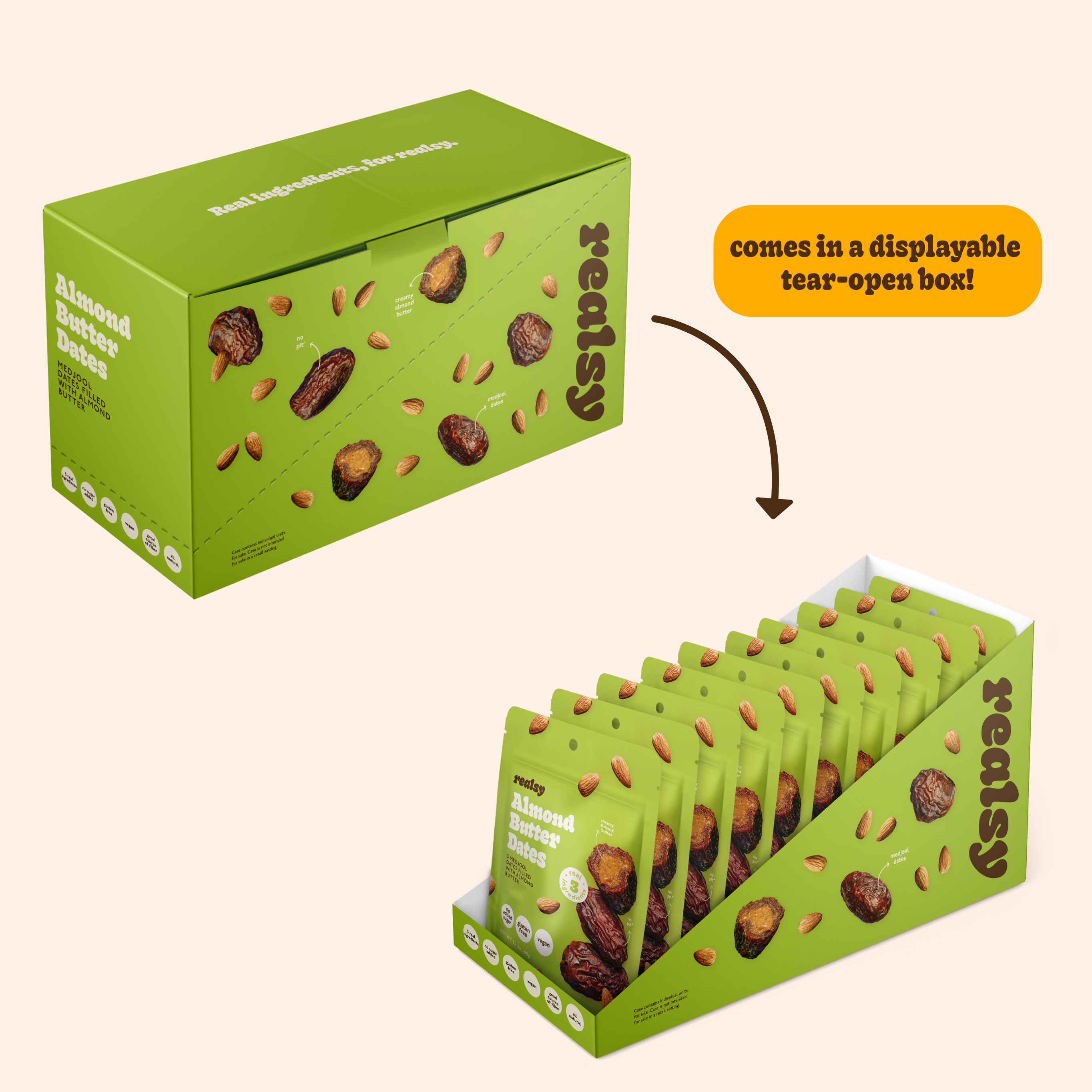 Almond Butter Dates | Snack Packs