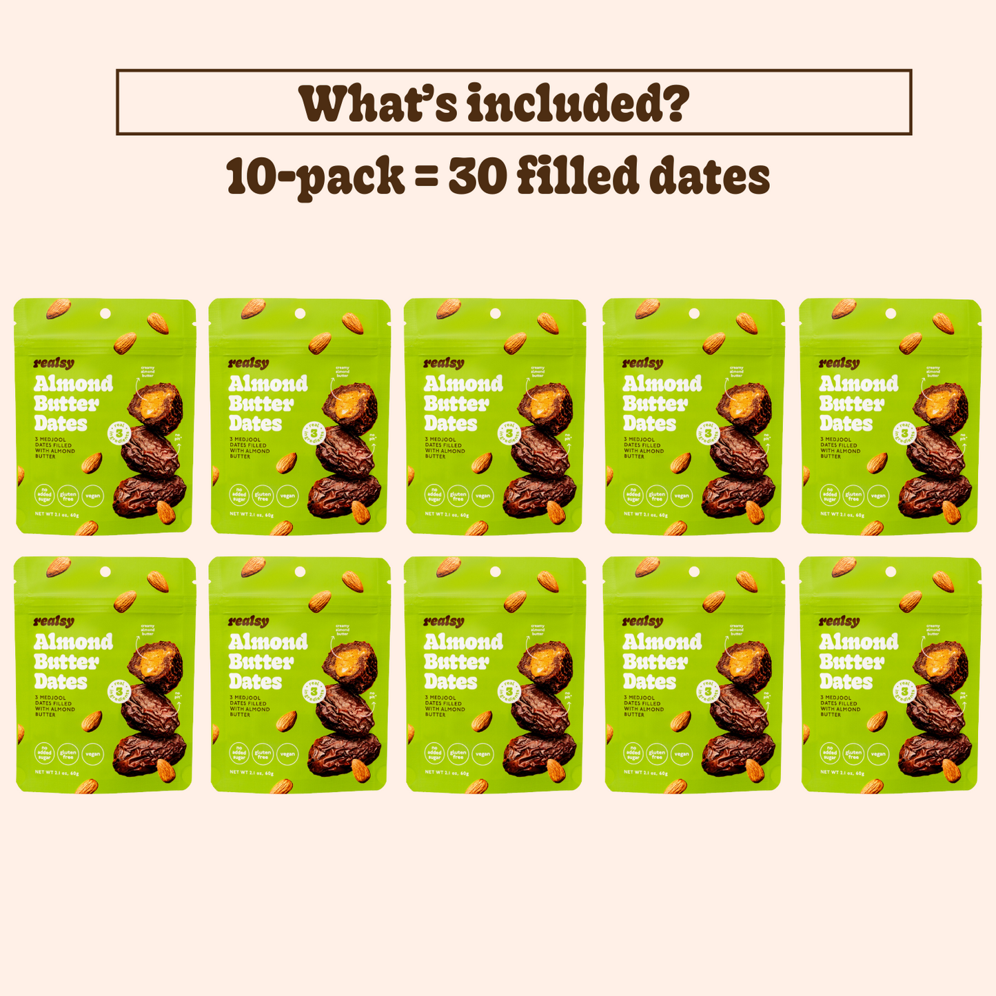 Almond Butter Dates | Snack Packs