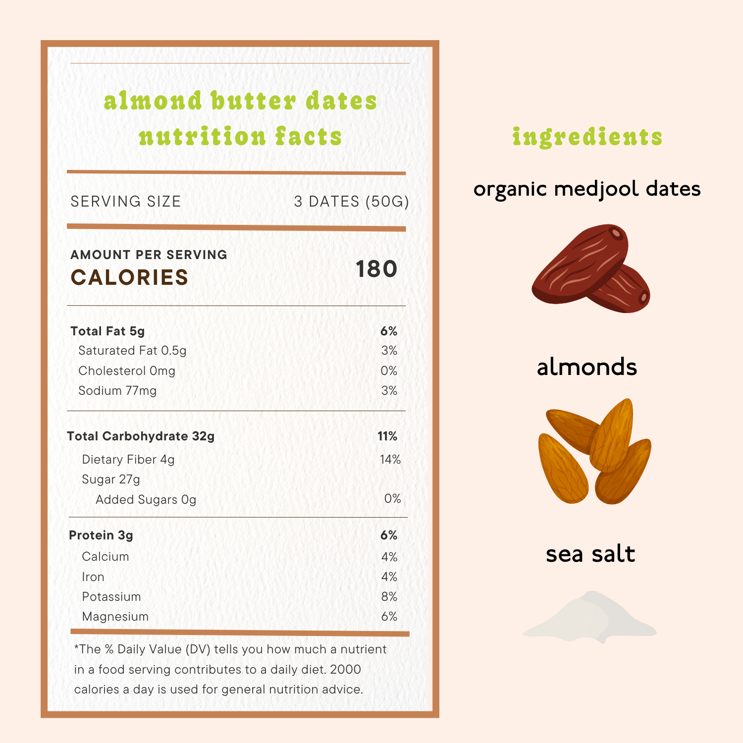 Almond Butter Dates | Snack Packs