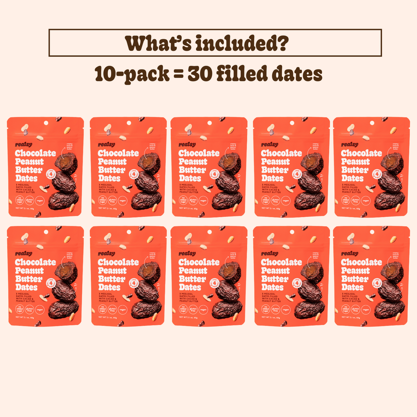 Chocolate Peanut Butter Dates | Snack Packs