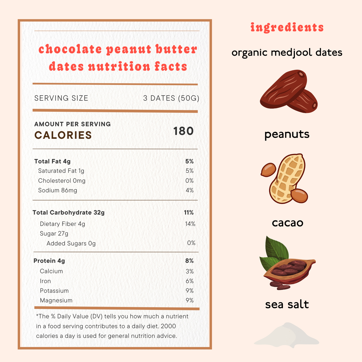 Chocolate Peanut Butter Dates | Snack Packs