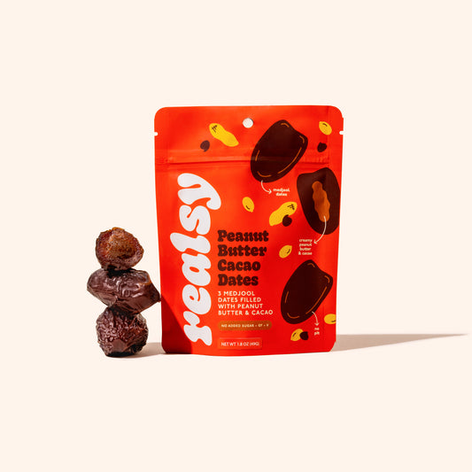 Image of small package of cacao peanut butter dates